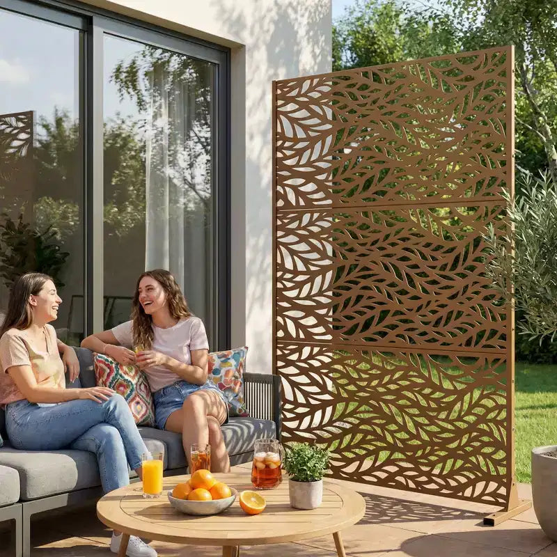 Brise-vue extérieur en métal – Panneaux de clôture autoportants et treillis décoratif pour jardin, terrasse et cour