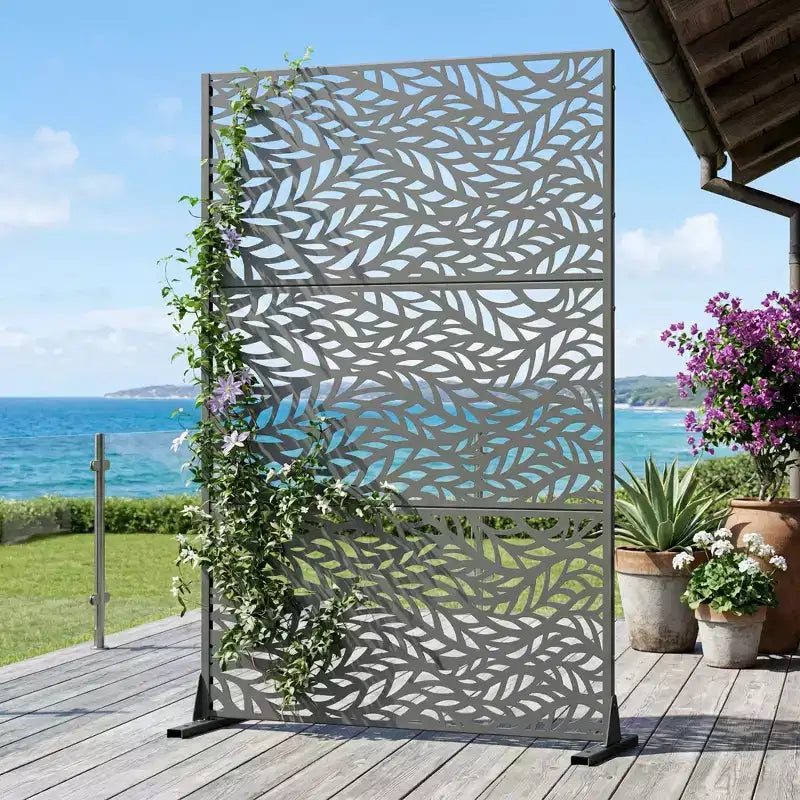Brise-vue extérieur en métal – Panneaux de clôture autoportants et treillis décoratif pour jardin, terrasse et cour