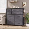 12-Drawer Fabric Dresser with Bins, Tall Wood Top Storage Tower for Bedroom Hallway Entryway