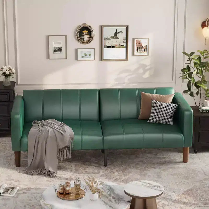 Canapé-lit futon convertible 75" – Similicuir, 3-en-1, 272 kg, Milieu de siècle moderne