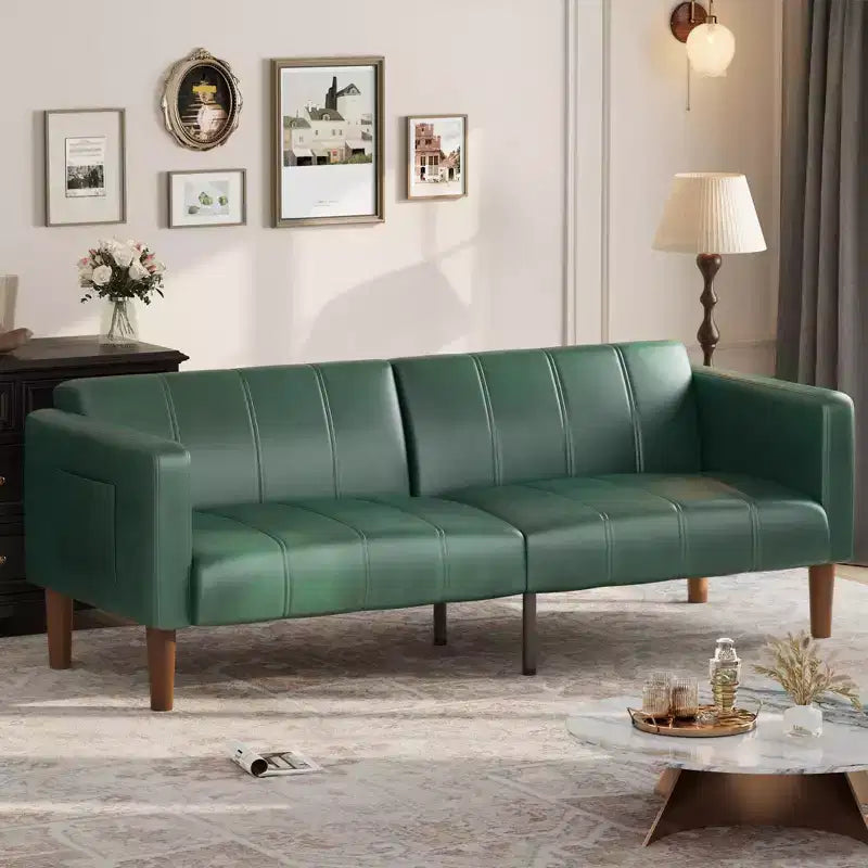 Canapé-lit futon convertible 75" – Similicuir, 3-en-1, 272 kg, Milieu de siècle moderne