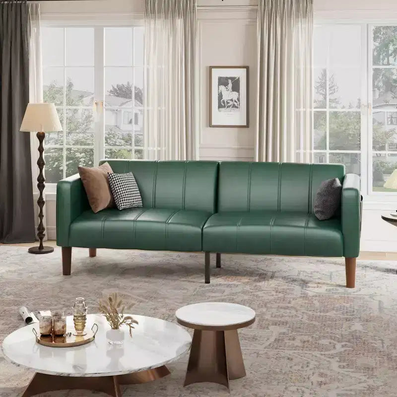 Canapé-lit futon convertible 75" – Similicuir, 3-en-1, 272 kg, Milieu de siècle moderne