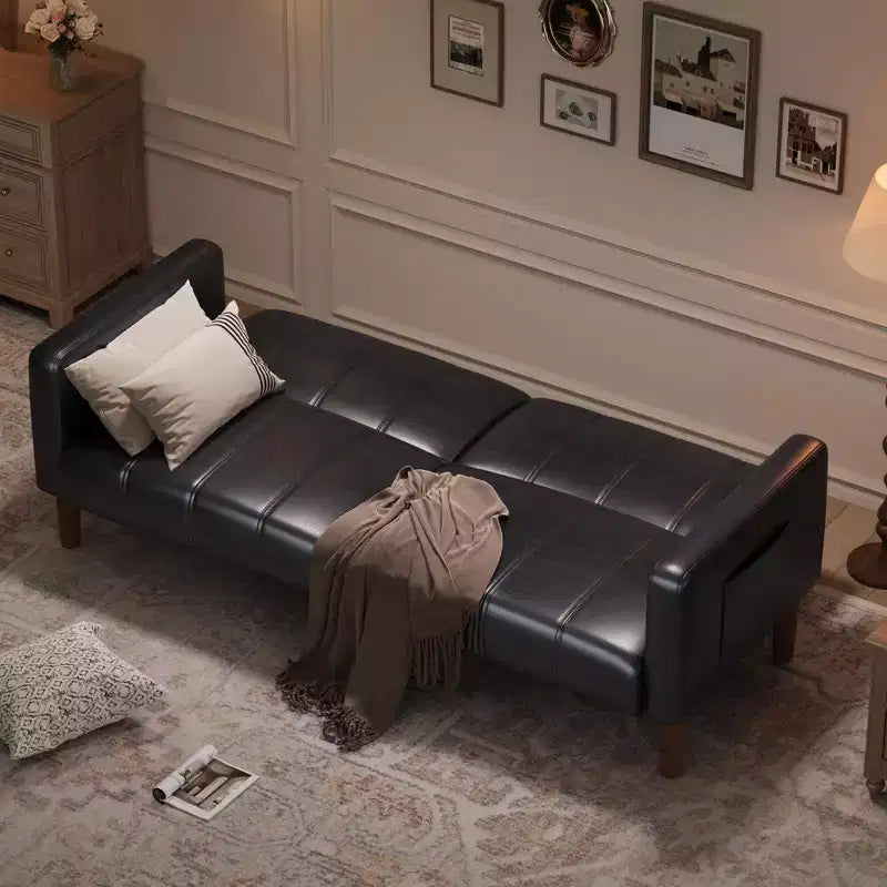 Canapé-lit futon convertible 75" – Similicuir, 3-en-1, 272 kg, Milieu de siècle moderne