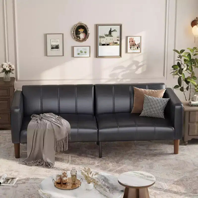 Canapé-lit futon convertible 75" – Similicuir, 3-en-1, 272 kg, Milieu de siècle moderne
