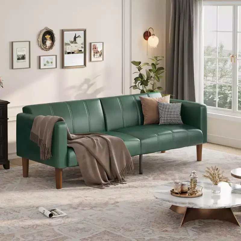 Canapé-lit futon convertible 75" – Similicuir, 3-en-1, 272 kg, Milieu de siècle moderne