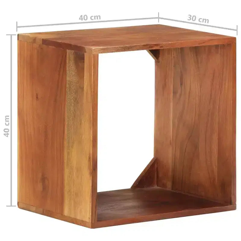 Étagère murale cube en bois d'acacia massif – 40x30x40 cm