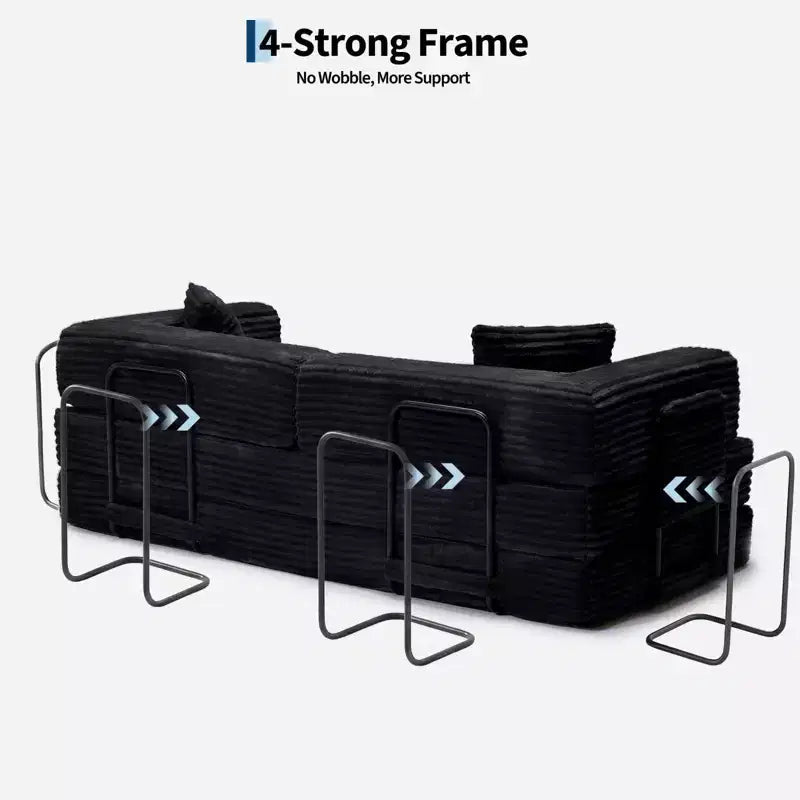 Canapé convertible 5-en-1 de 205 cm – Velours côtelé, 544 kg, Aucun assemblage requis