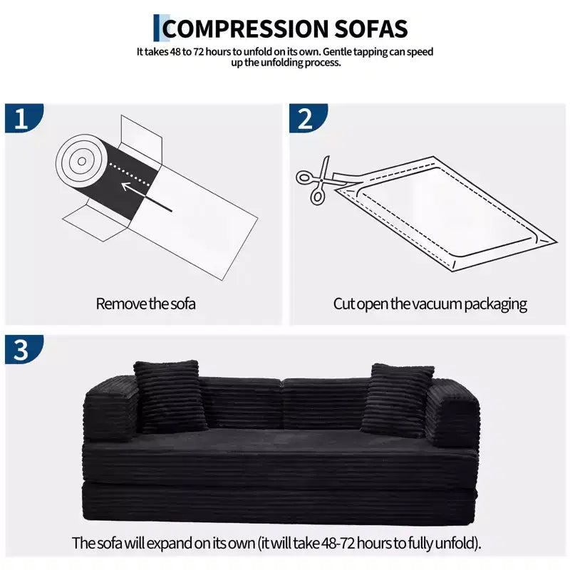 Canapé convertible 5-en-1 de 205 cm – Velours côtelé, 544 kg, Aucun assemblage requis
