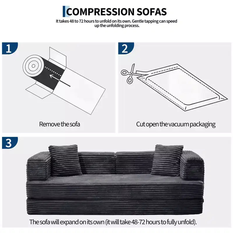 Canapé convertible 5-en-1 de 205 cm – Velours côtelé, 544 kg, Aucun assemblage requis