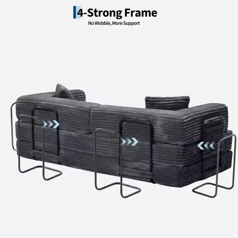 Canapé convertible 5-en-1 de 205 cm – Velours côtelé, 544 kg, Aucun assemblage requis
