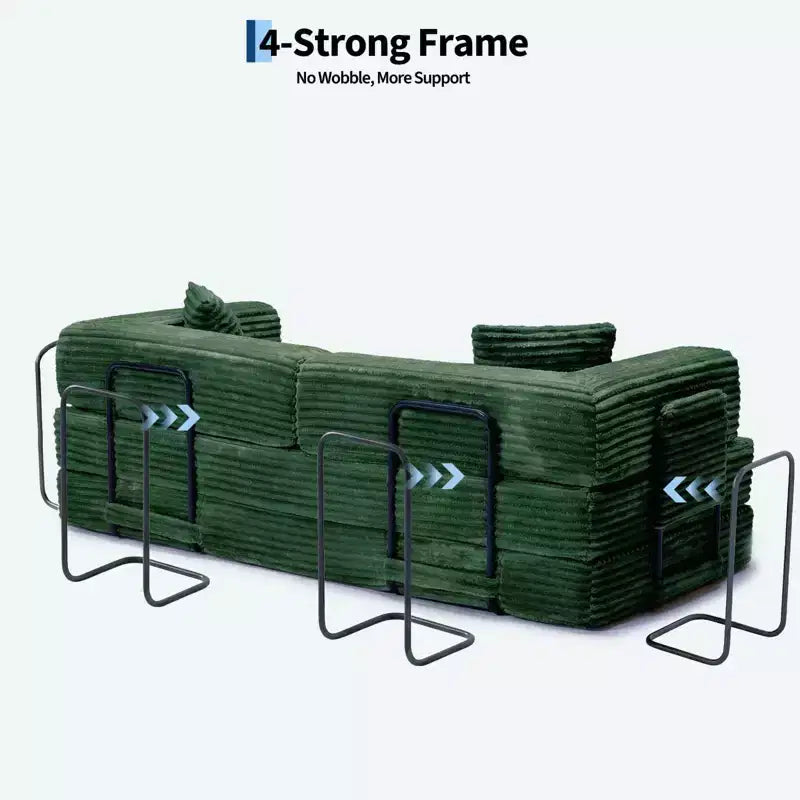 Canapé convertible 5-en-1 de 205 cm – Velours côtelé, 544 kg, Aucun assemblage requis