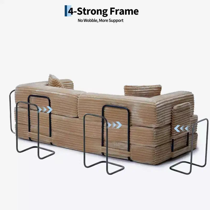 Canapé convertible 5-en-1 de 205 cm – Velours côtelé, 544 kg, Aucun assemblage requis