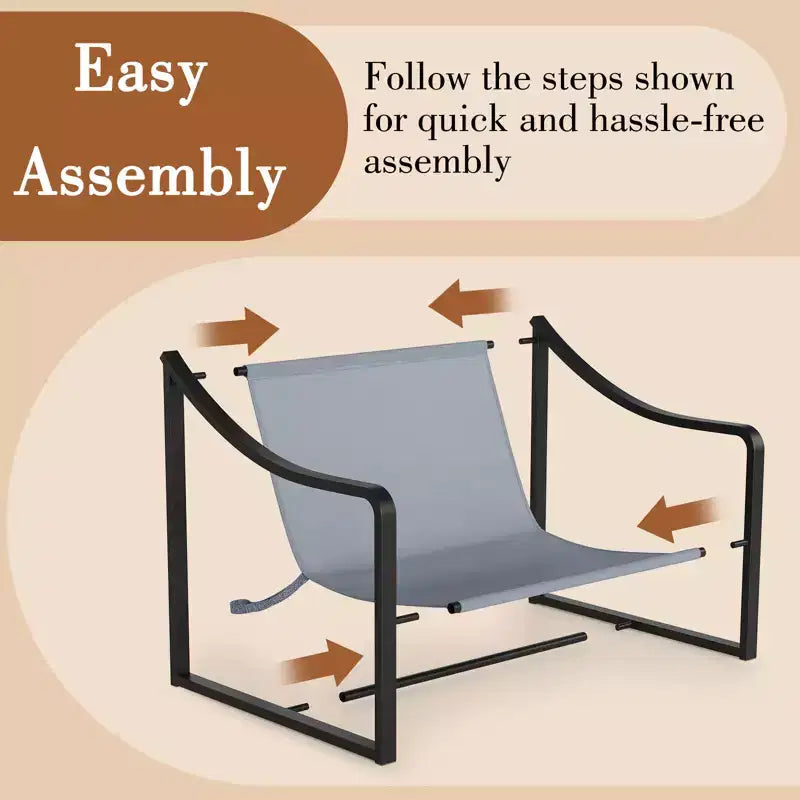 Fauteuil d'appoint moderne Sling, fauteuil à structure métallique avec coussin de siège amovible, chaise longue pour chambre et salon