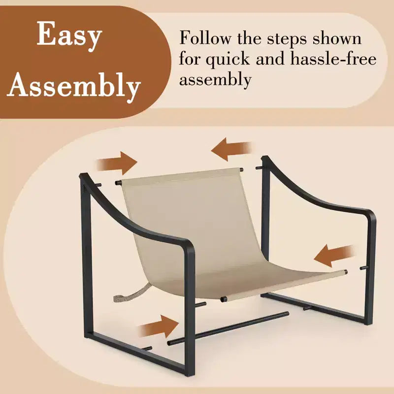Fauteuil d'appoint moderne Sling, fauteuil à structure métallique avec coussin de siège amovible, chaise longue pour chambre et salon