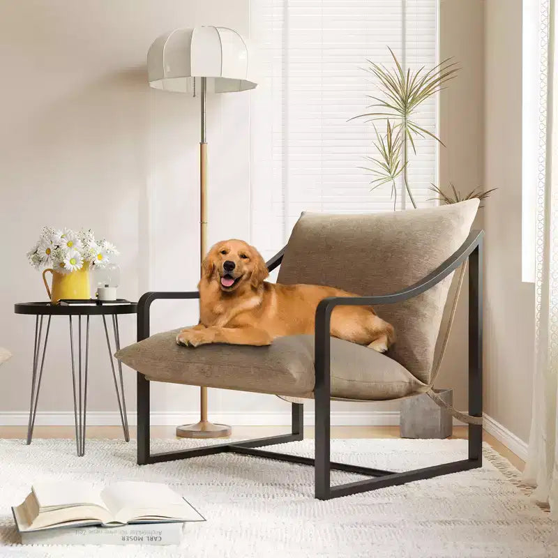 Fauteuil d'appoint moderne Sling, fauteuil à structure métallique avec coussin de siège amovible, chaise longue pour chambre et salon