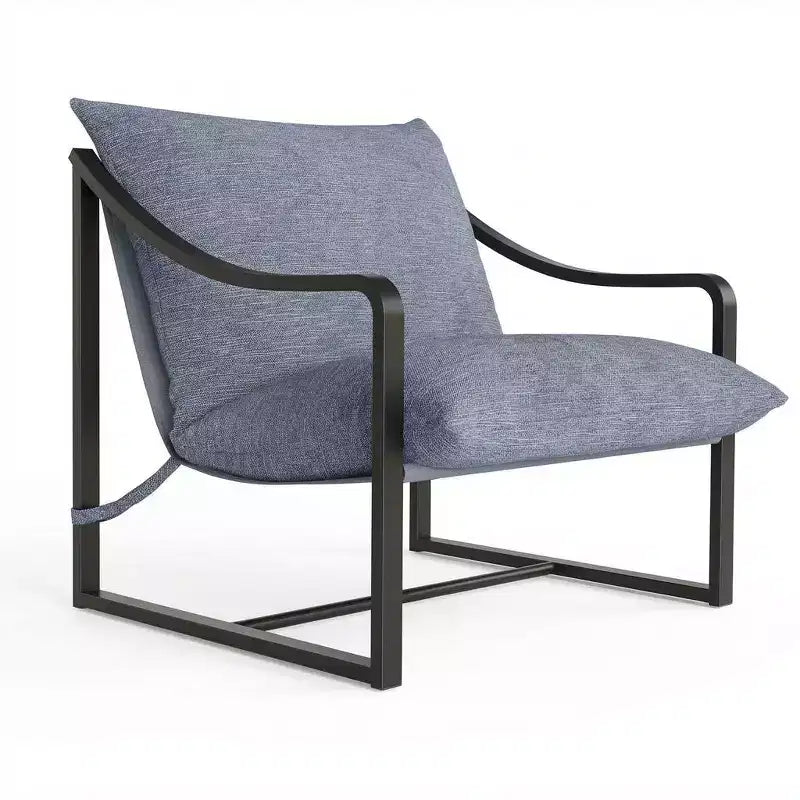 Fauteuil d'appoint moderne Sling, fauteuil à structure métallique avec coussin de siège amovible, chaise longue pour chambre et salon