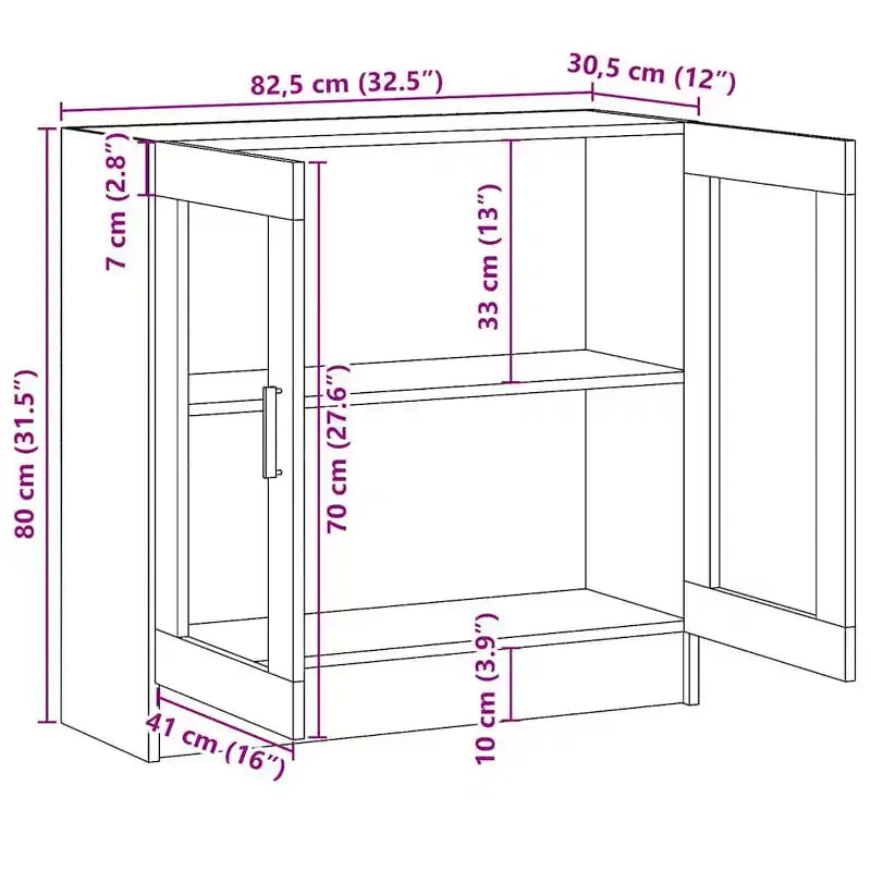 Vitrine en bois d'ingénierie blanc – Portes en verre