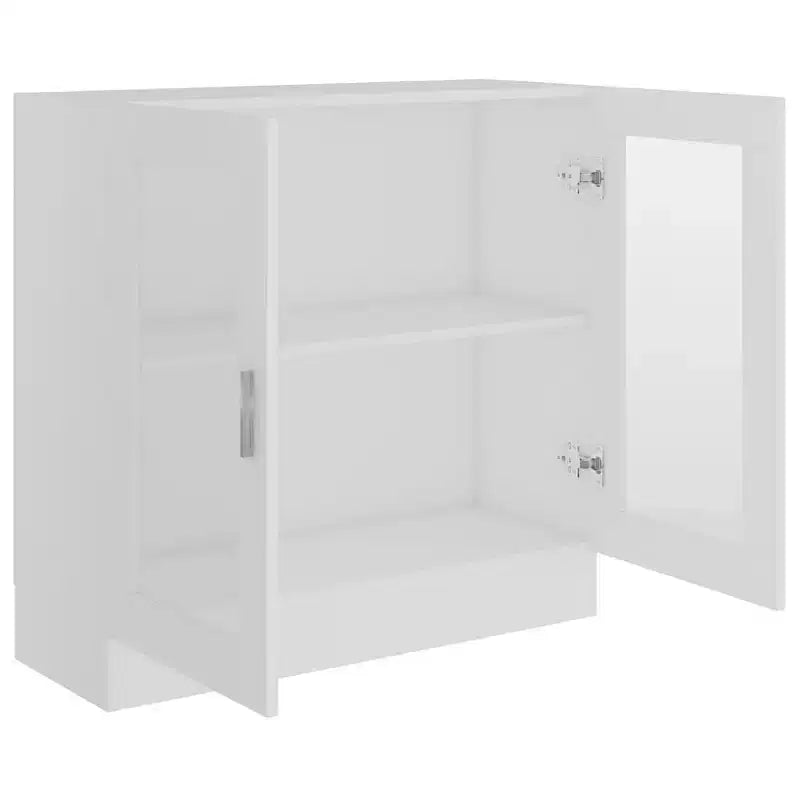 Vitrine en bois d'ingénierie blanc – Portes en verre