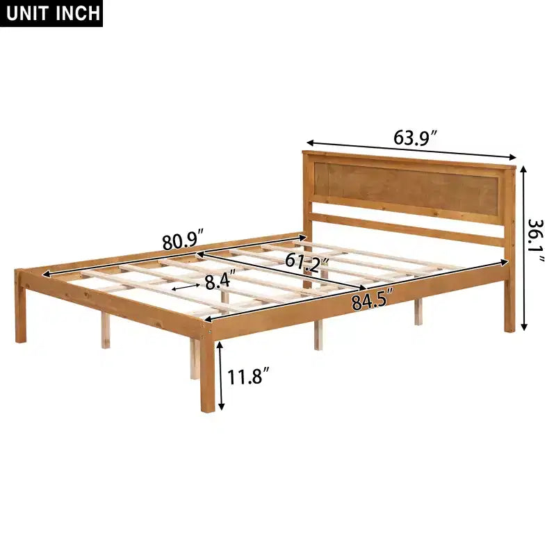 Lit plateforme grand format avec tête de lit – Chêne, 180 kg, pas besoin de sommier à ressorts