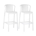 sumyeg Outdoor Patio Bar Stools Set of 2, 29.5 Counter Height Plastic Chairs with Perforated Back, Stackable, Weather-Resistant, White