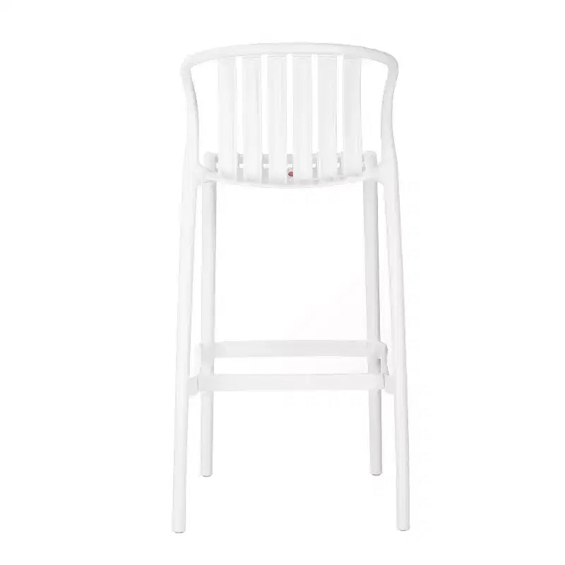 sumyeg Lot de 2 tabourets de bar d'extérieur, chaises en plastique de 75 cm de hauteur de comptoir avec dossier perforé, empilables, résistantes aux intempéries, blanc