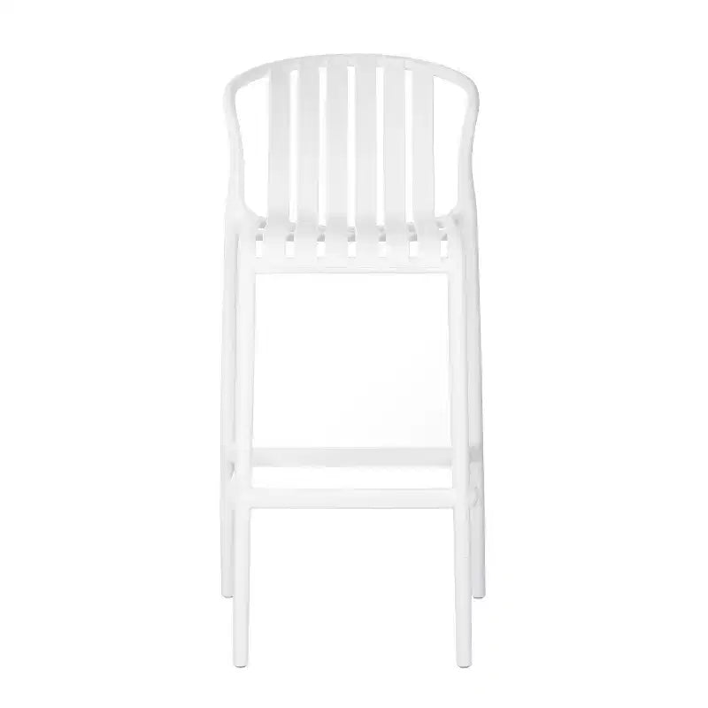 sumyeg Lot de 2 tabourets de bar d'extérieur, chaises en plastique de 75 cm de hauteur de comptoir avec dossier perforé, empilables, résistantes aux intempéries, blanc