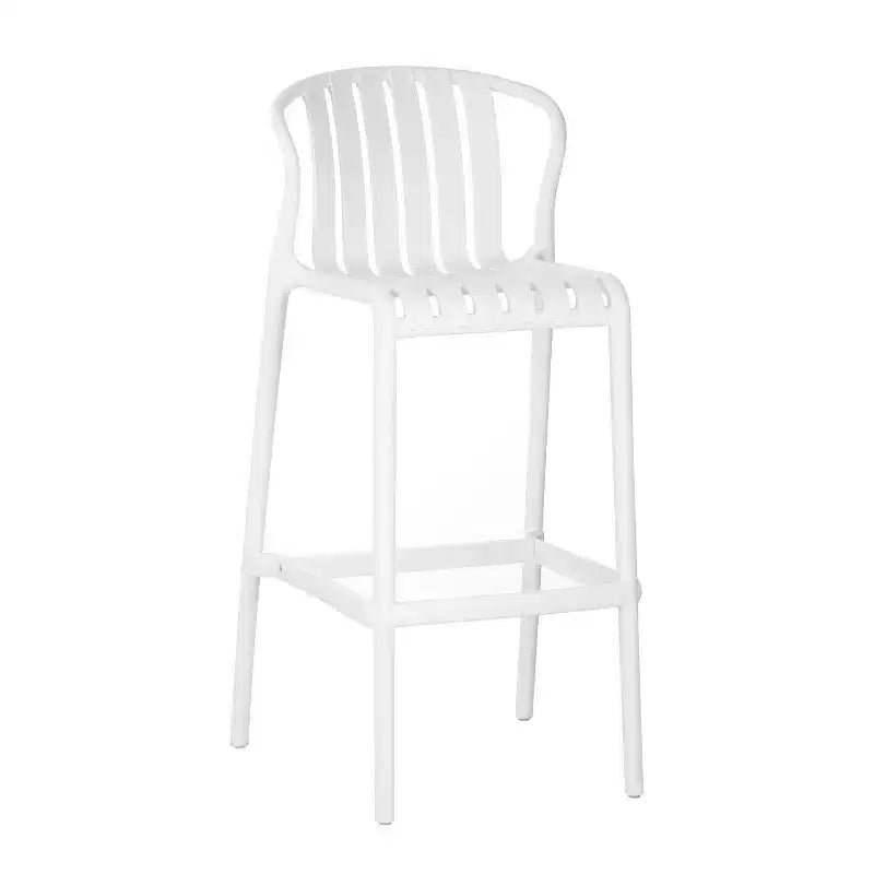 sumyeg Lot de 2 tabourets de bar d'extérieur, chaises en plastique de 75 cm de hauteur de comptoir avec dossier perforé, empilables, résistantes aux intempéries, blanc