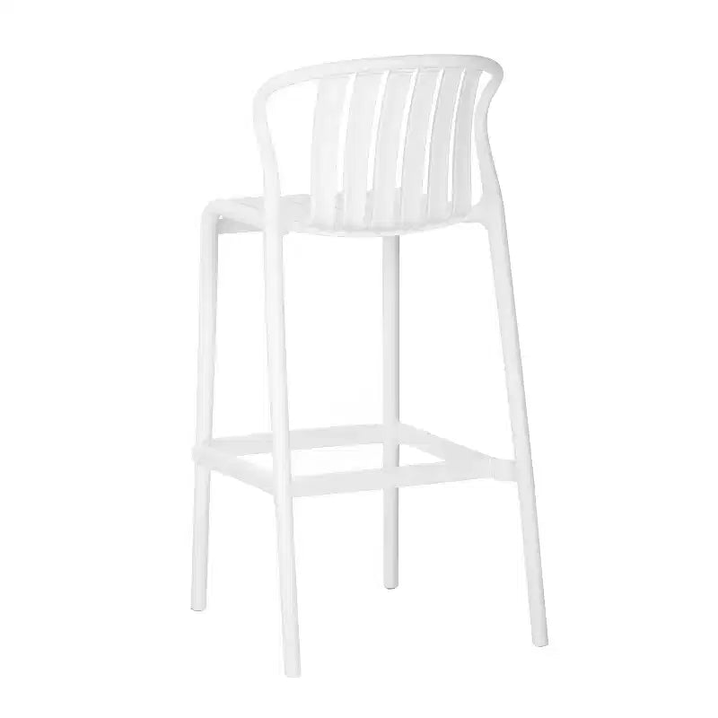 sumyeg Lot de 2 tabourets de bar d'extérieur, chaises en plastique de 75 cm de hauteur de comptoir avec dossier perforé, empilables, résistantes aux intempéries, blanc