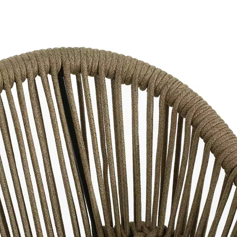 sumyeg Tabourets de bar d'extérieur en corde, lot de 2, chaises de patio tressées marron avec cadre en métal noir, résistantes aux intempéries, pour patio, balcon, jardin
