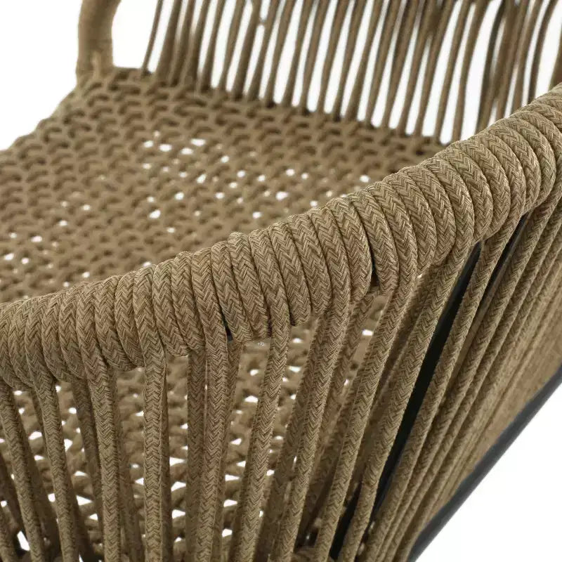 sumyeg Tabourets de bar d'extérieur en corde, lot de 2, chaises de patio tressées marron avec cadre en métal noir, résistantes aux intempéries, pour patio, balcon, jardin