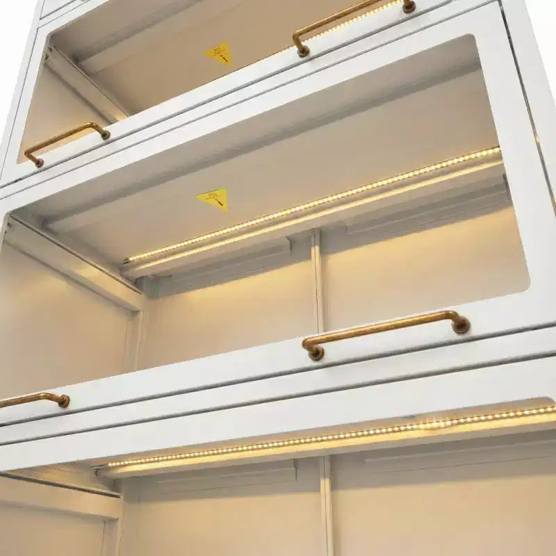 Vitrine de 193 cm de hauteur – Bibliothèque métallique à 5 niveaux, portes vitrées et éclairage LED intégré