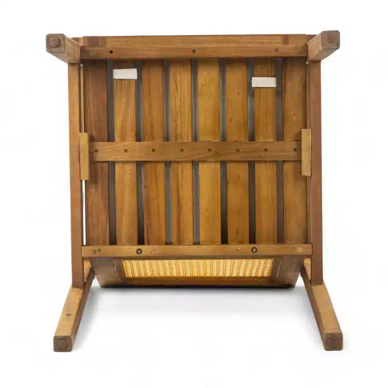 ModernLuxe Ensemble de 2 chaises de salle à manger d'extérieur en bois d'acacia avec dossier en rotin et coussins, chaises de terrasse résistantes aux intempéries, teck+beige