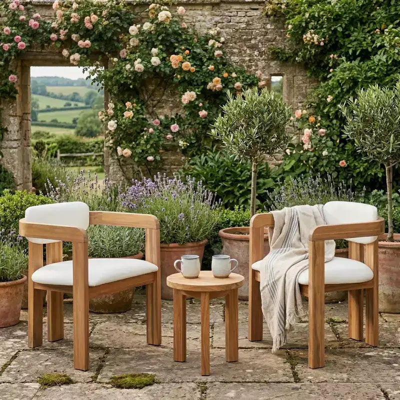 Christopher Knight Home Nene Rustic Outdoor Acacia Wood Upholstered Dining Chairs (Set of 2)