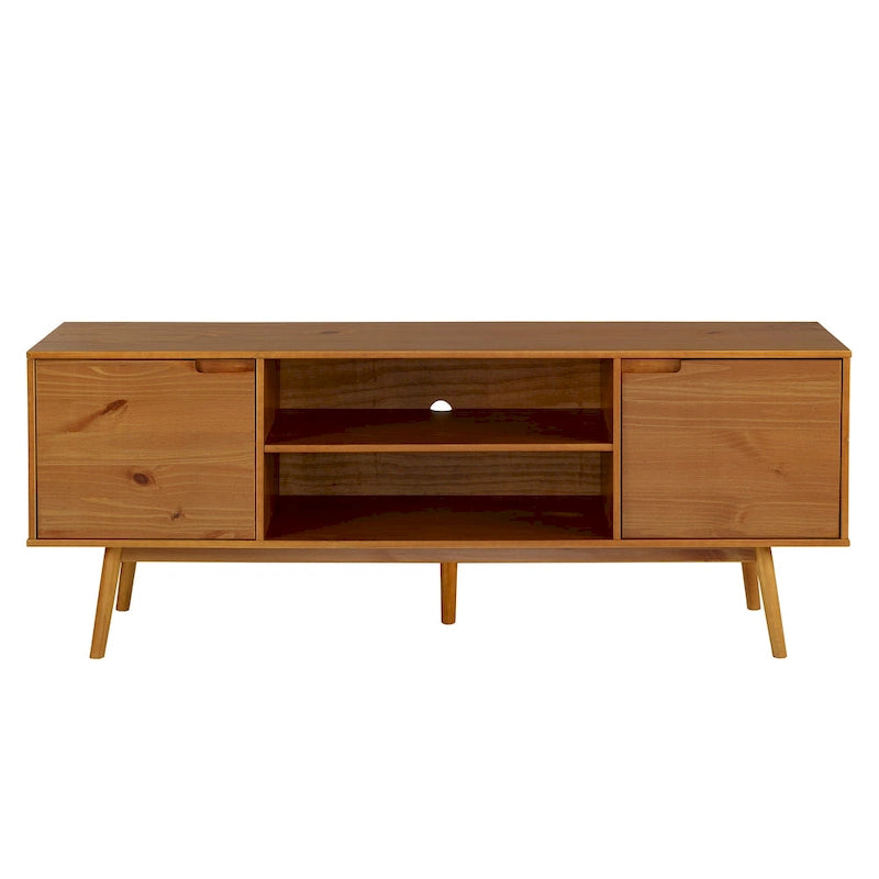 Meuble TV en bois massif de style Mid-Century Middlebrook de 70 po