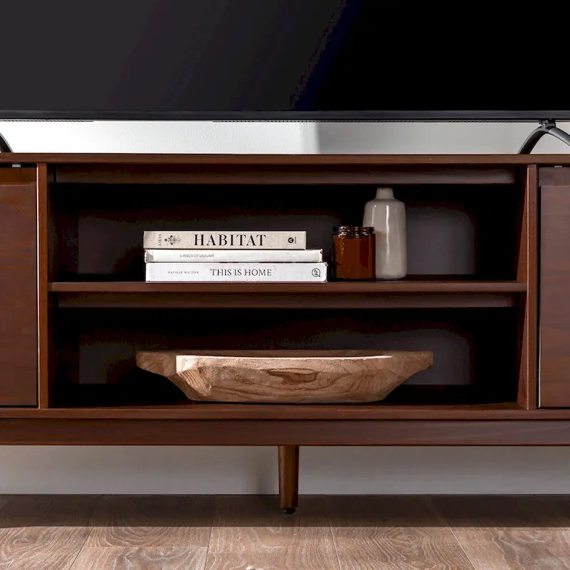 Meuble TV en bois massif de style Mid-Century Middlebrook de 70 po