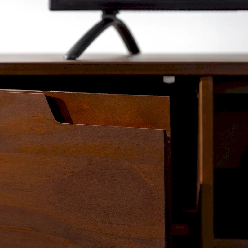 Meuble TV en bois massif de style Mid-Century Middlebrook de 70 po