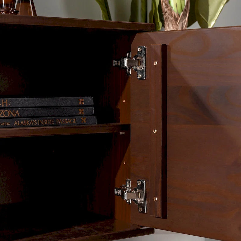 Meuble TV en bois massif de style Mid-Century Middlebrook de 70 po