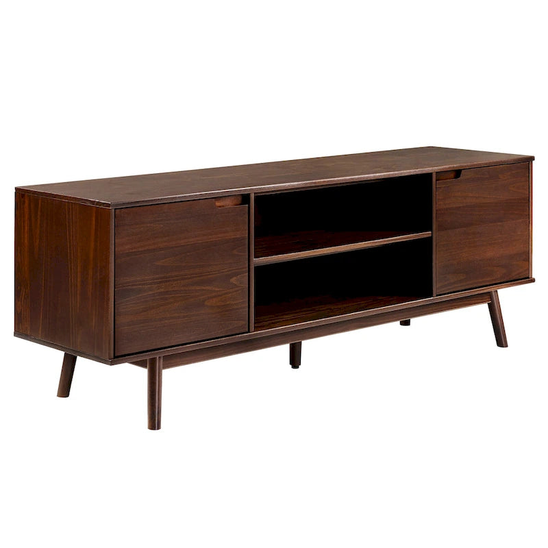 Meuble TV en bois massif de style Mid-Century Middlebrook de 70 po