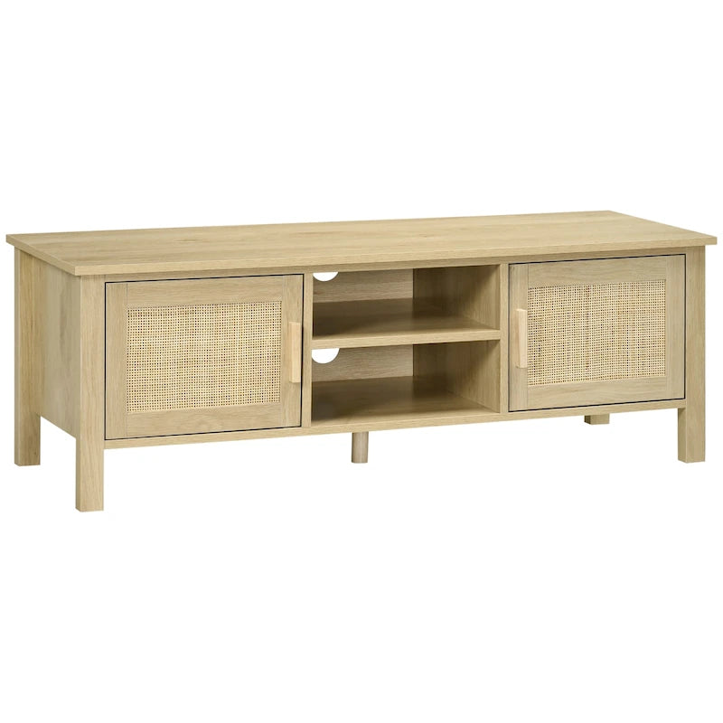 Meuble TV 47,3" avec porte en rotin et rangement pour téléviseurs de moins de 60"