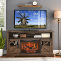 Meuble TV cheminée en bois de grange récupéré de 60 pouces avec télécommande et dispositif de sécurité pour téléviseurs de 70 pouces
