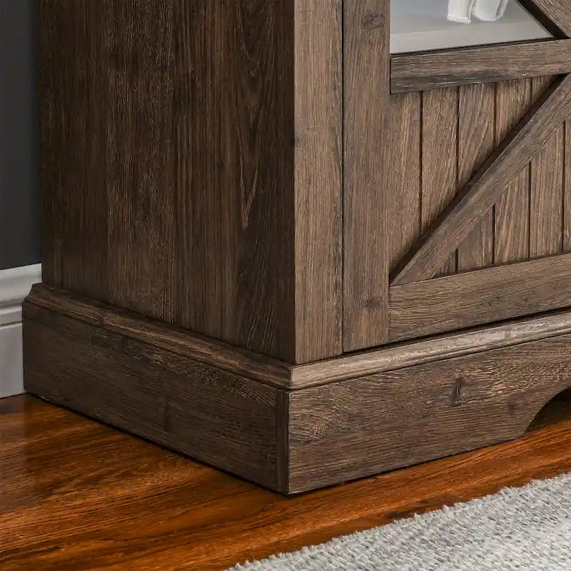 Meuble TV cheminée en bois de grange récupéré de 60 pouces avec télécommande et dispositif de sécurité pour téléviseurs de 70 pouces