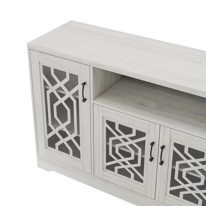 Meuble TV pour téléviseur de 65+ pouces, console multimédia rustique avec étagères de rangement, meuble de télévision en bois pour salon