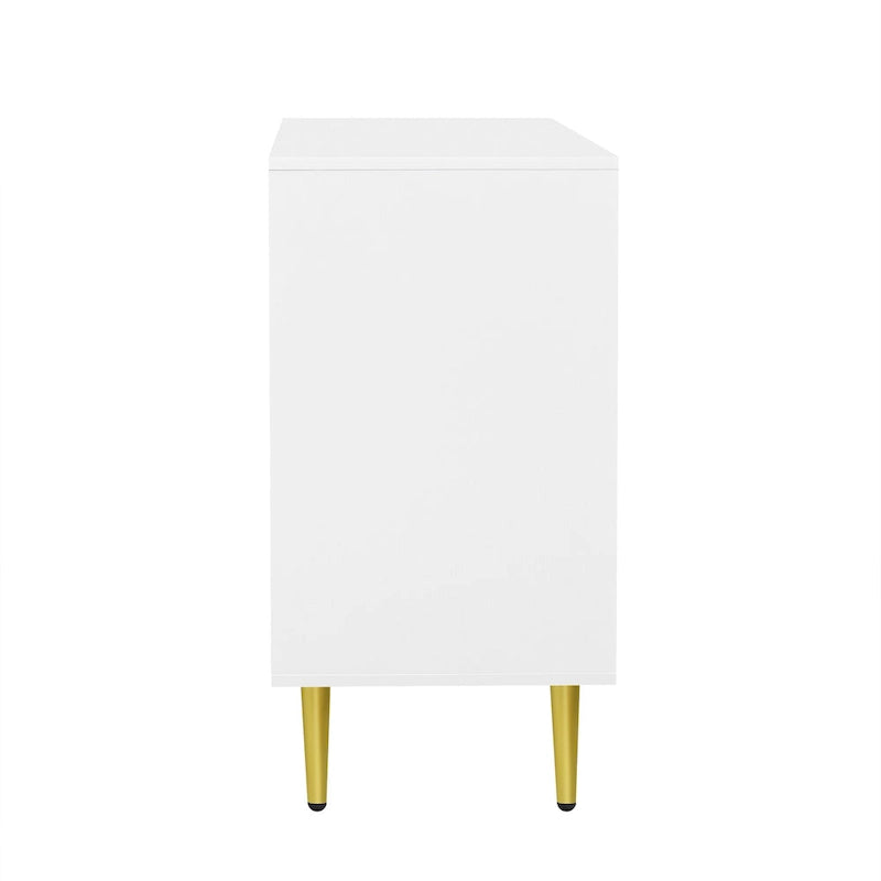 Meuble TV pour téléviseurs jusqu'à 55 pouces, meuble multimédia, étagère réglable, pieds en métal, poignées et dispositif anti-basculement