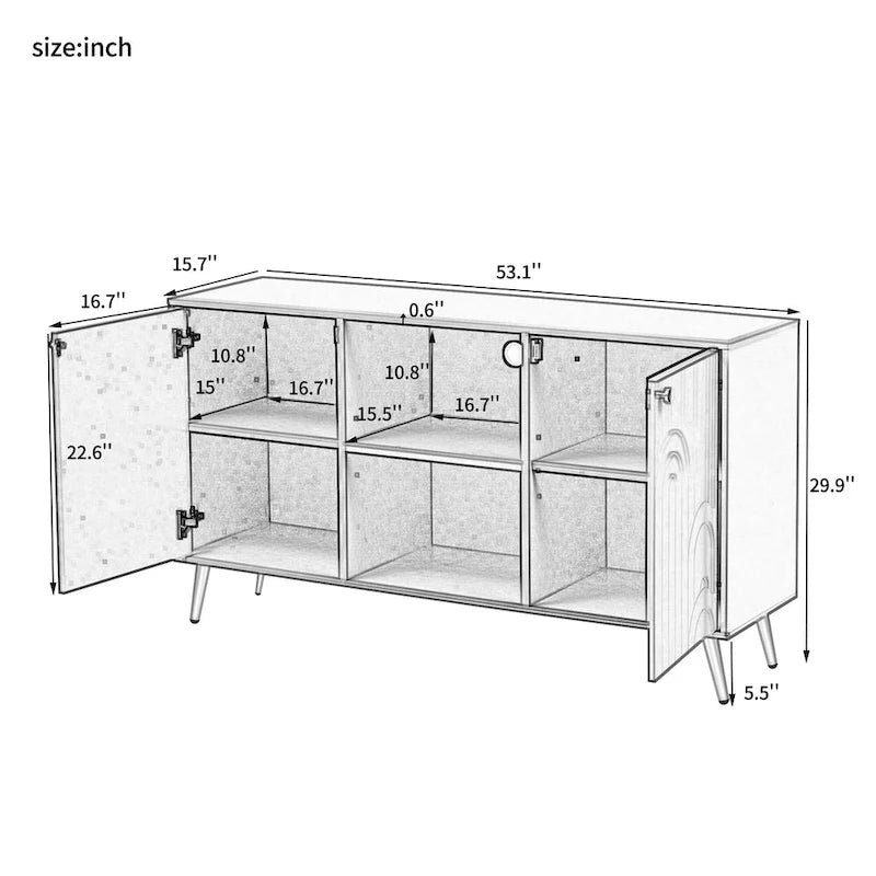 Meuble TV pour téléviseurs jusqu'à 55 pouces, meuble multimédia, étagère réglable, pieds en métal, poignées et dispositif anti-basculement