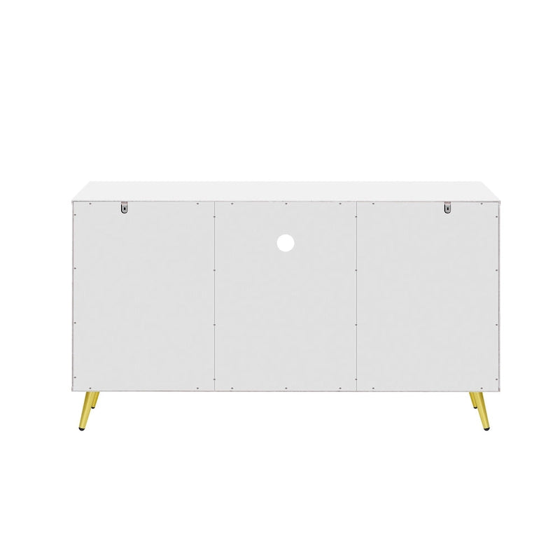 Meuble TV pour téléviseurs jusqu'à 55 pouces, meuble multimédia, étagère réglable, pieds en métal, poignées et dispositif anti-basculement