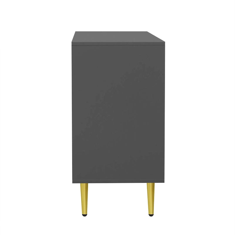 Meuble TV pour téléviseurs jusqu'à 55 pouces, meuble multimédia, étagère réglable, pieds en métal, poignées et dispositif anti-basculement