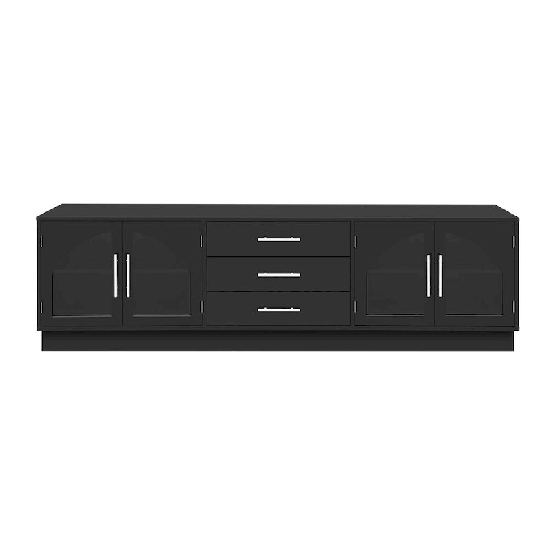Meuble TV minimaliste moderne de 68,9 pouces pour téléviseurs jusqu'à 75 pouces, console média avec étagères réglables pour salon
