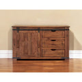 HomeRoots Meuble TV fermé en bois massif brun vieilli 50 po x 34,75 po x 17,75 po