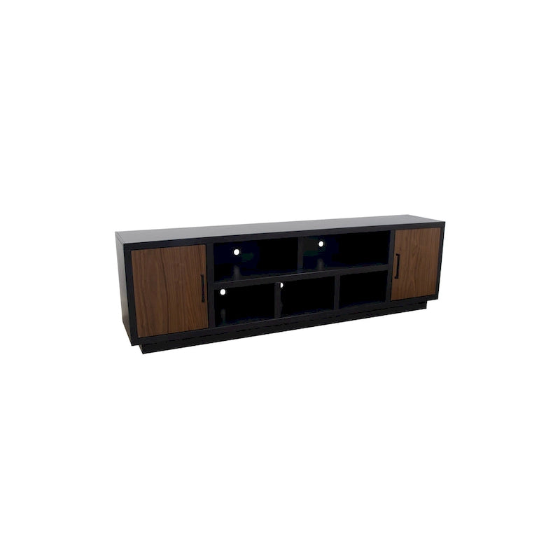 Meuble TV Bridgevine Home Aria de 85 pouces pour téléviseurs jusqu'à 95 pouces, aucun assemblage requis, finition noire et noyer