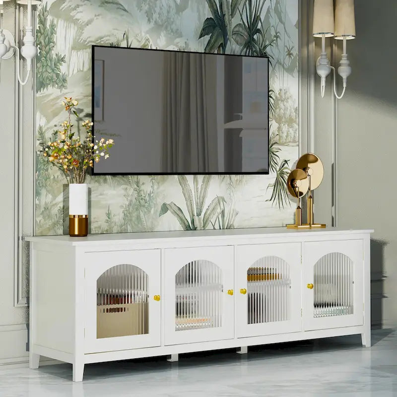 Meuble TV moderne Naro de 71 po avec porte vitrée par Christopher Knight Home